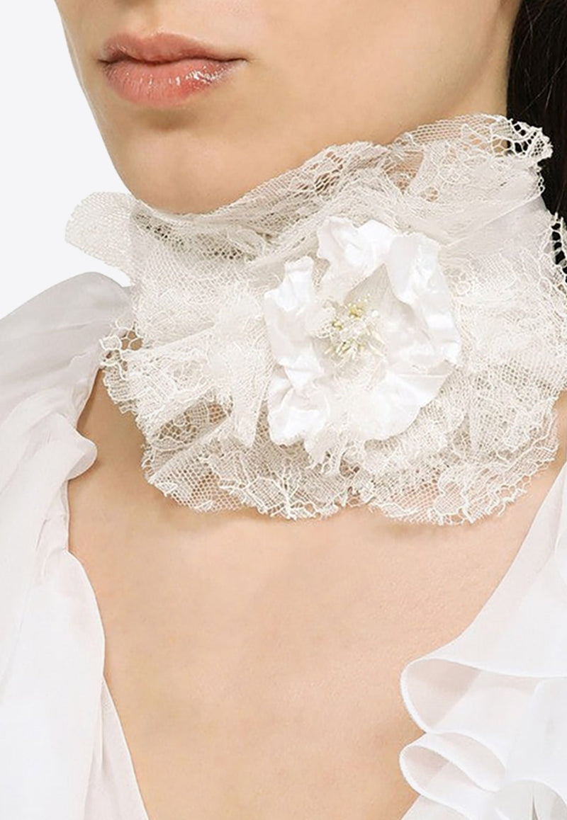 Lace-Trimmed Flower Choker