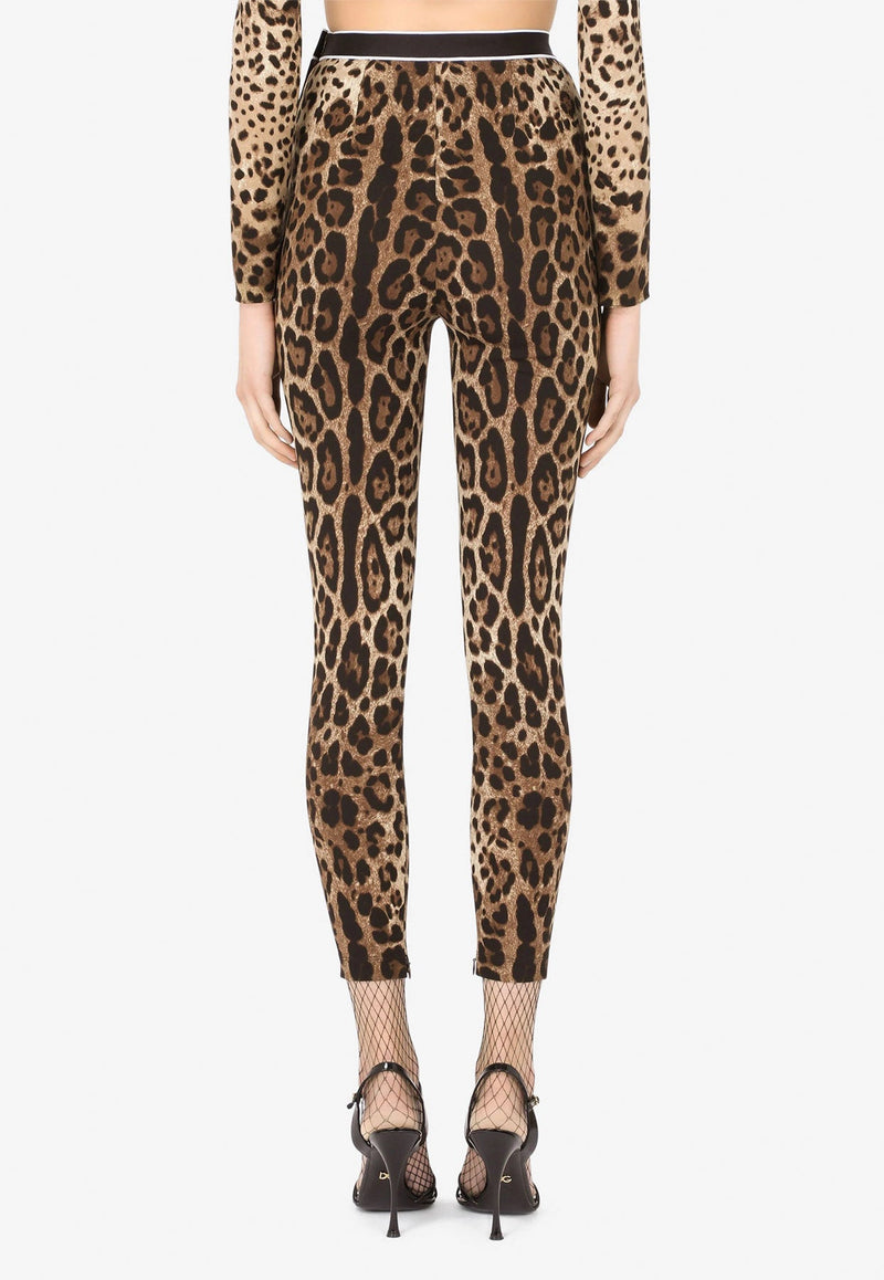 Leopard Print High-Waist Charmeuse Leggings