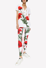 Poppy-Print Jersey Leggings