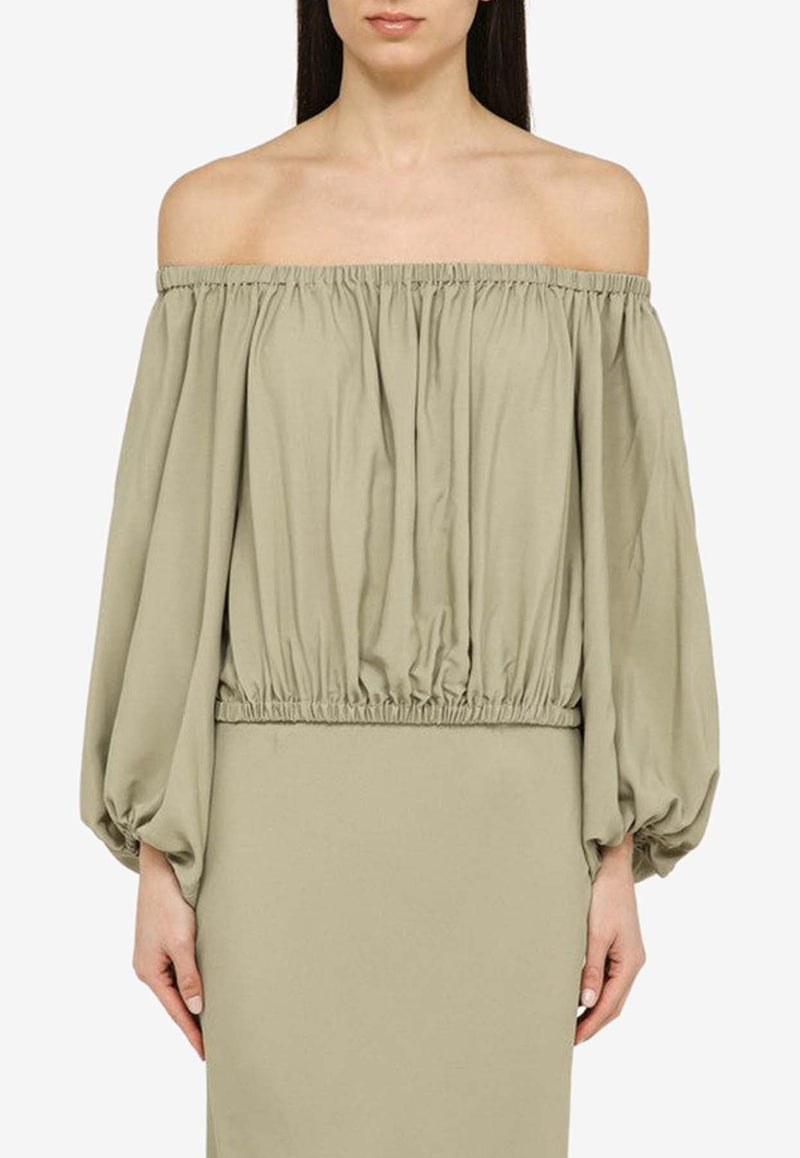 Silk-Blend Off-Shoulder Top