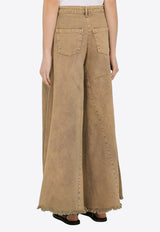 Washed-Effect Wide-Leg Jeans