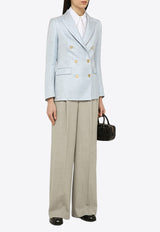 Straight-Leg Wool Tailored Pants