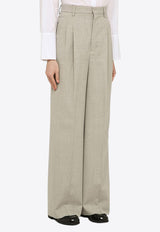 Straight-Leg Wool Tailored Pants