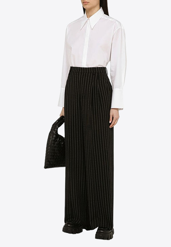 Wool Pinstripe Tailored Pants