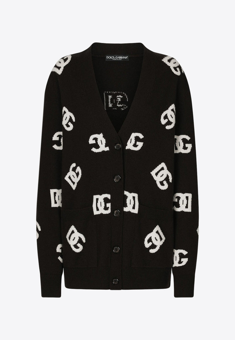 Logo Intarsia Wool Cardigan