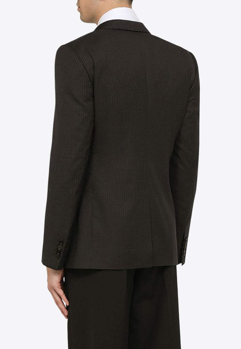 Single-Breasted Pinstriped Blazer in Wool