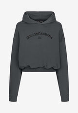 Logo Print Cropped Hooded Sweatshirt