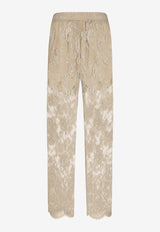 Semi-Sheer Floral Lace Pants