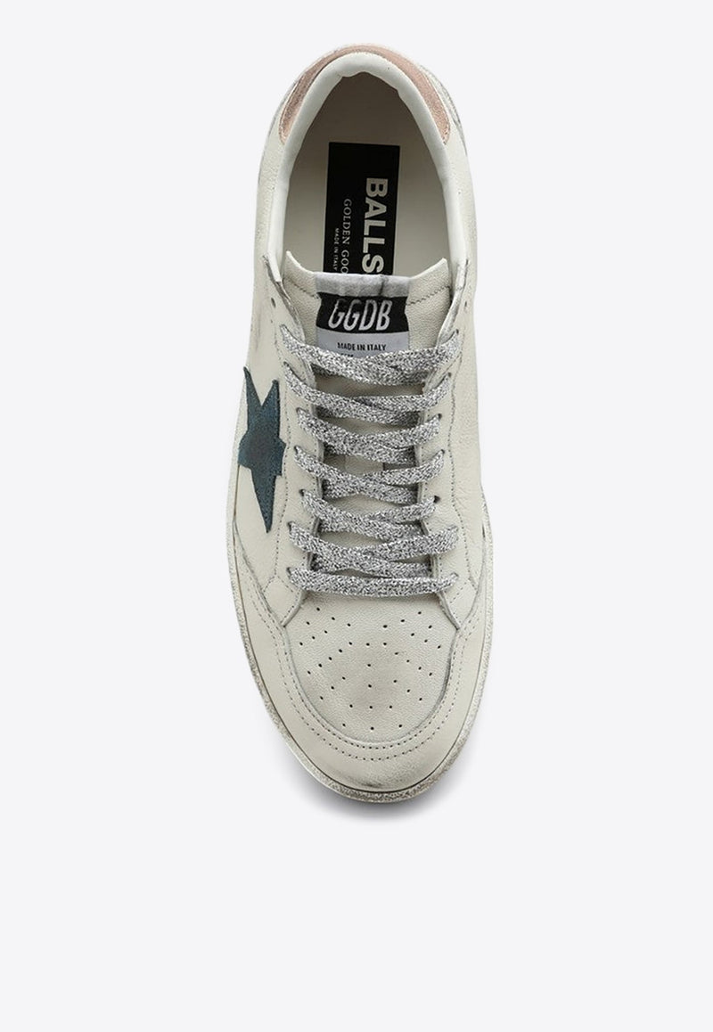 Ball Star Distressed Leather Sneakers