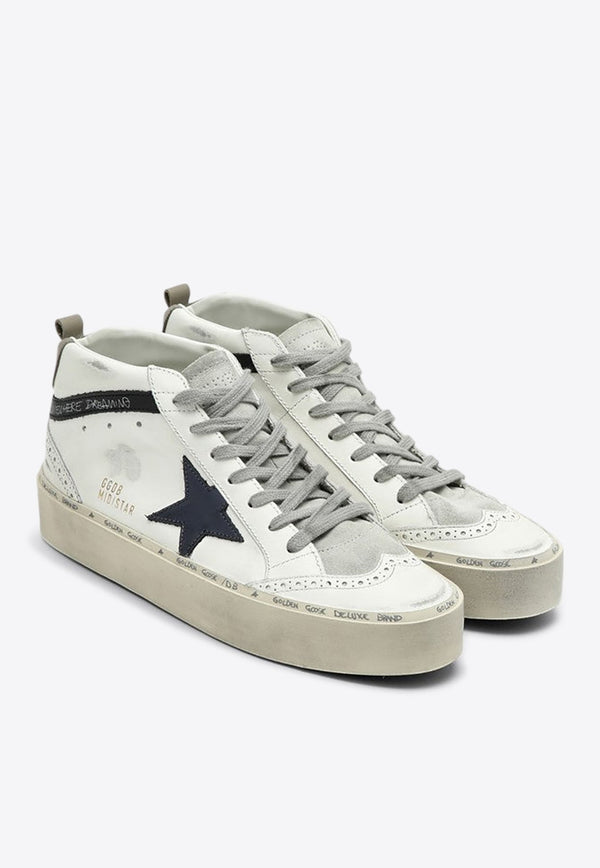 Mid Star Distressed Leather Sneakers