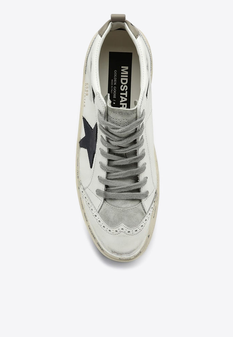 Mid Star Distressed Leather Sneakers