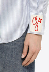 Logo Patch Long-Sleeved Stripe Shirt