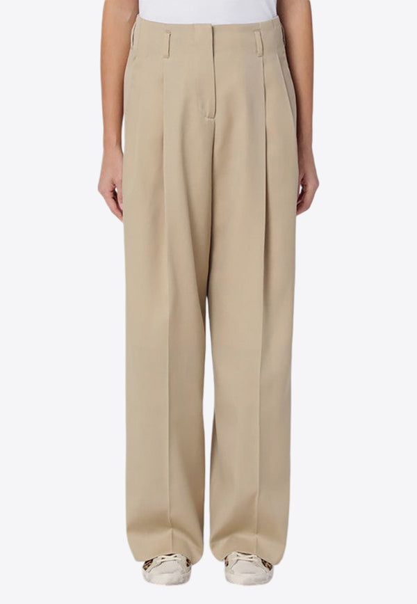 Wide-Leg Wool Tailored Pants