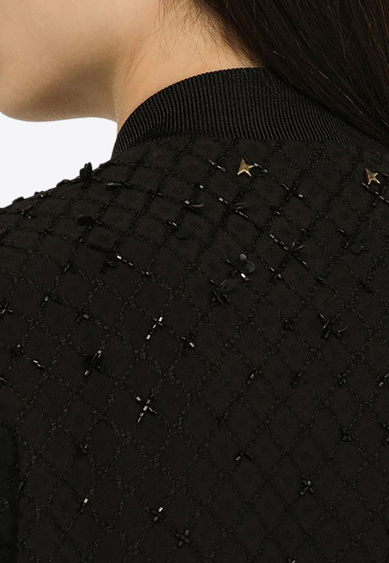 Sequin-Detailed Buttoned Cardigan