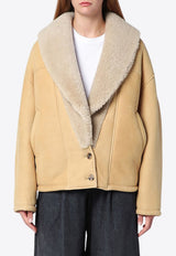 Wide Shearling-Collar Jacket