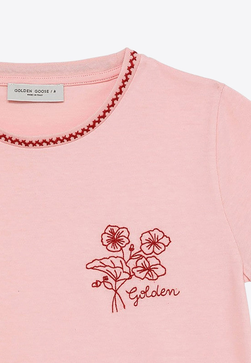 Girls Embroidered Crewneck T-shirt