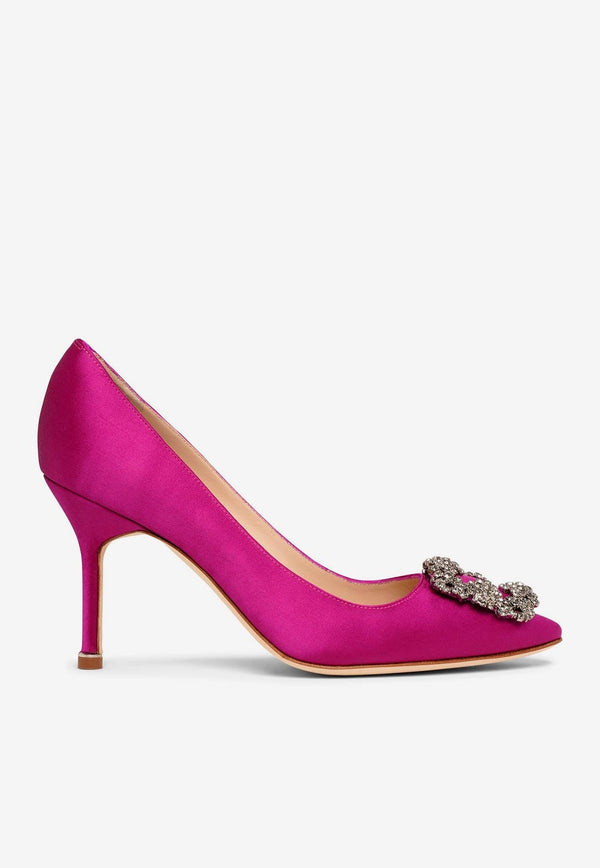 Hangisi 90 Crystal Buckle Pumps in Satin