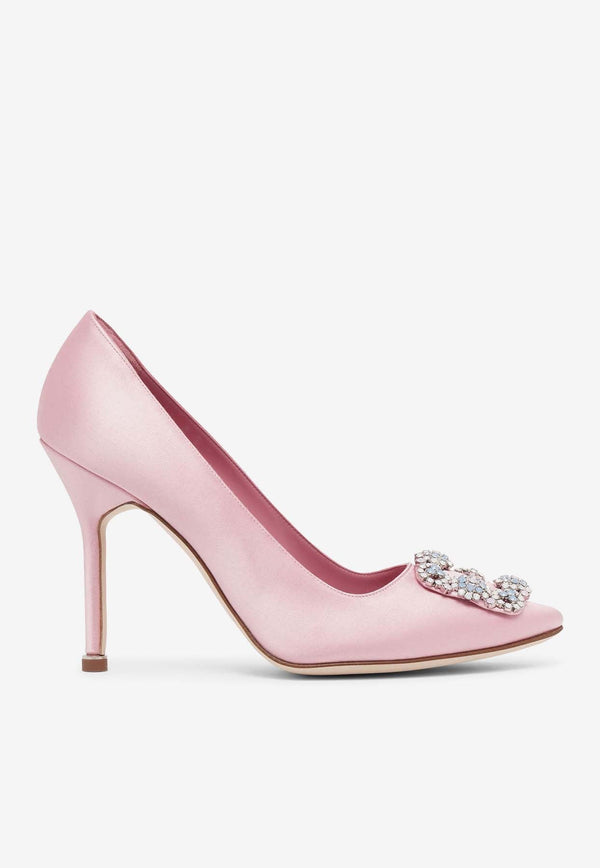 Hangisi 105 Satin Jewel Buckle Pumps