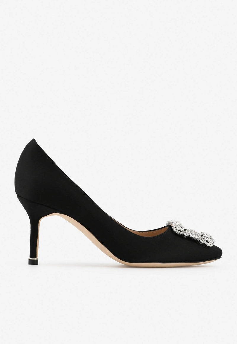 Hangisi 70 Crystal Buckle Satin Pumps