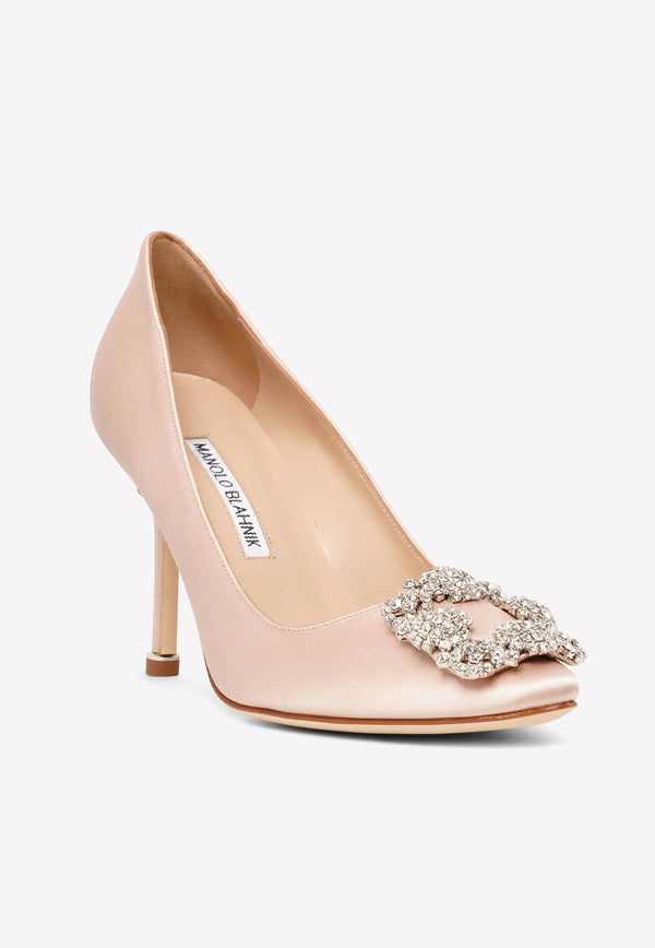 Hangisi 90 Crystal Buckle Satin Pumps