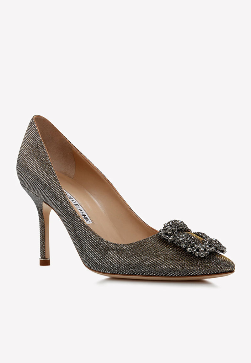 Hangisi 90 Glitter Crystal Buckle Pumps