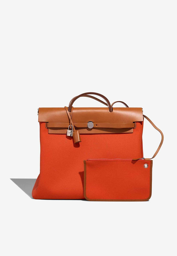 Herbag 39 in Orange Mecano Toile and Fauve Vache Hunter with Palladium Hardware