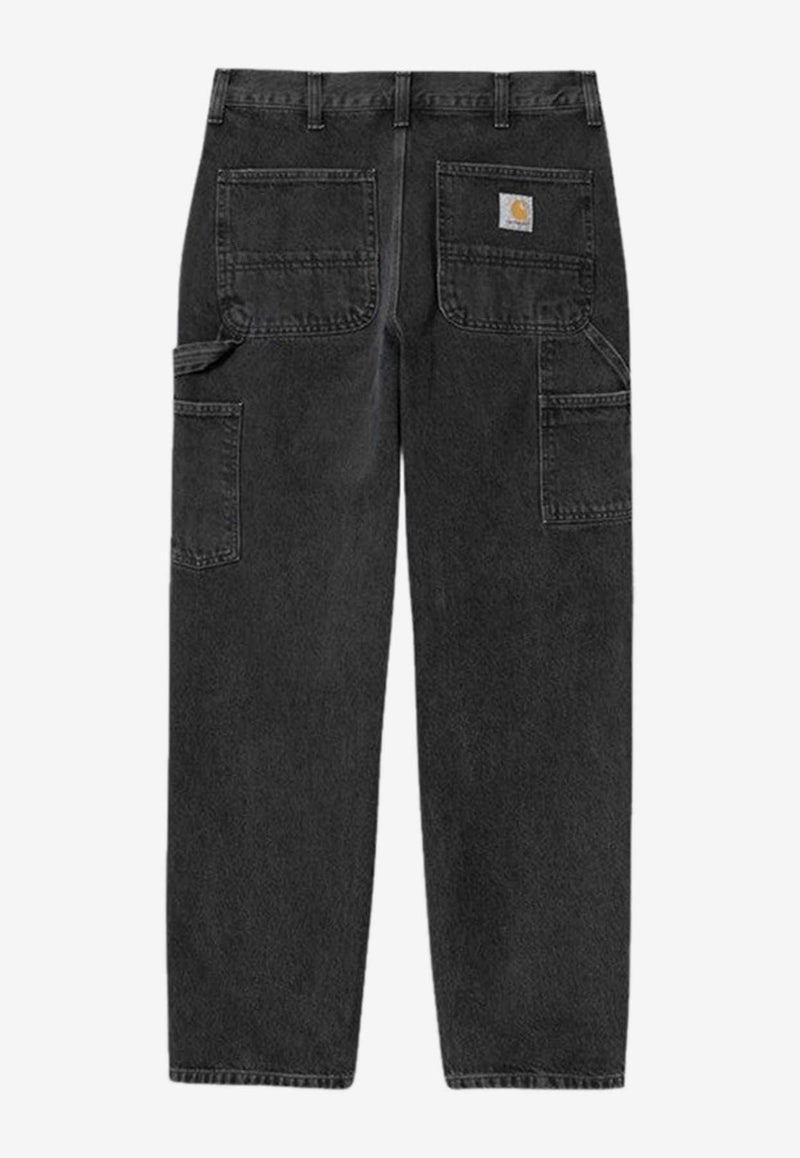 Single-Knee Regular Denim Pants