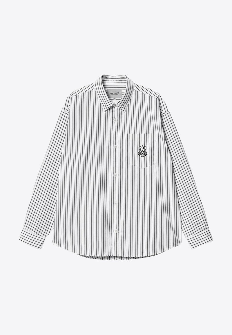 Logo Embroidered Striped Shirt