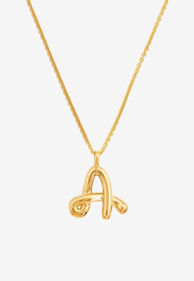 Curly Molten Initial A Pendant Necklace