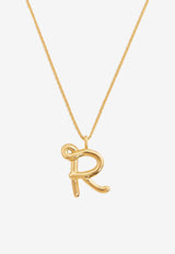 Curly Molten Initial R Pendant Necklace