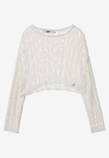 Open Knit Long-Sleeved Top