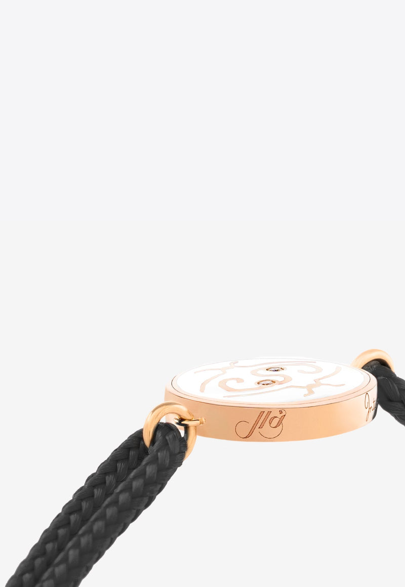 Nawal 'You Are My Sun and Moon' Cord Bracelet in 18-karat Rose Gold and White Diamonds