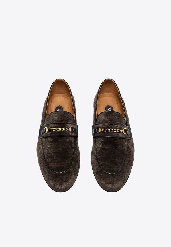 Liam Velvet Chain-Strap Loafers