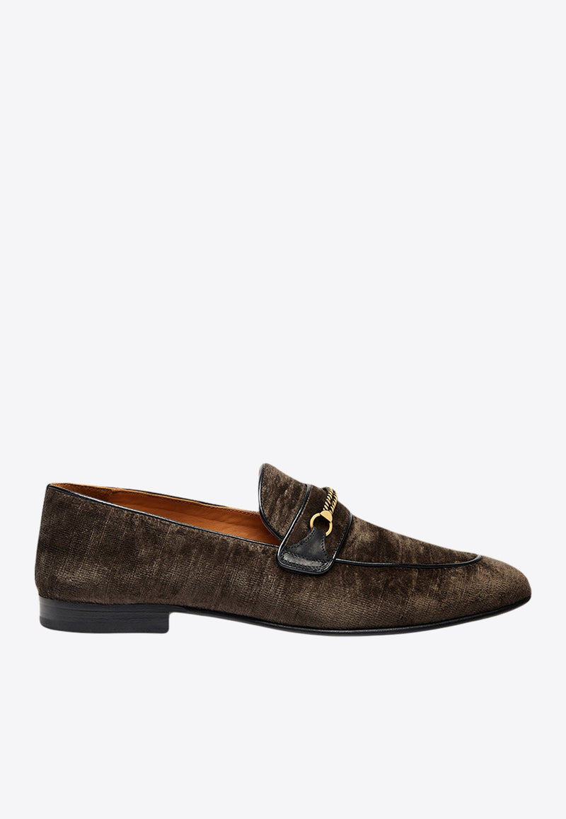 Liam Velvet Chain-Strap Loafers