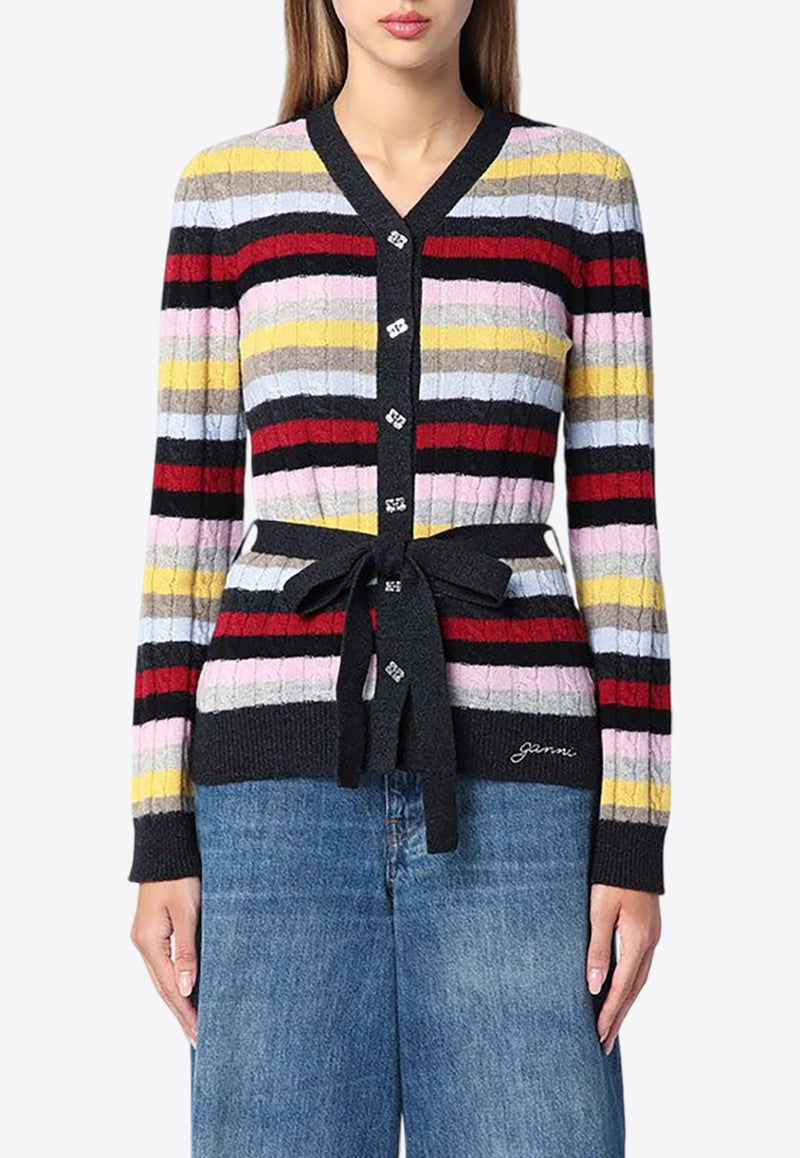 Striped Wool-Blend Cardigan