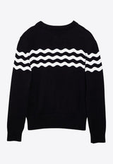 Wave Detail Crewneck Sweater