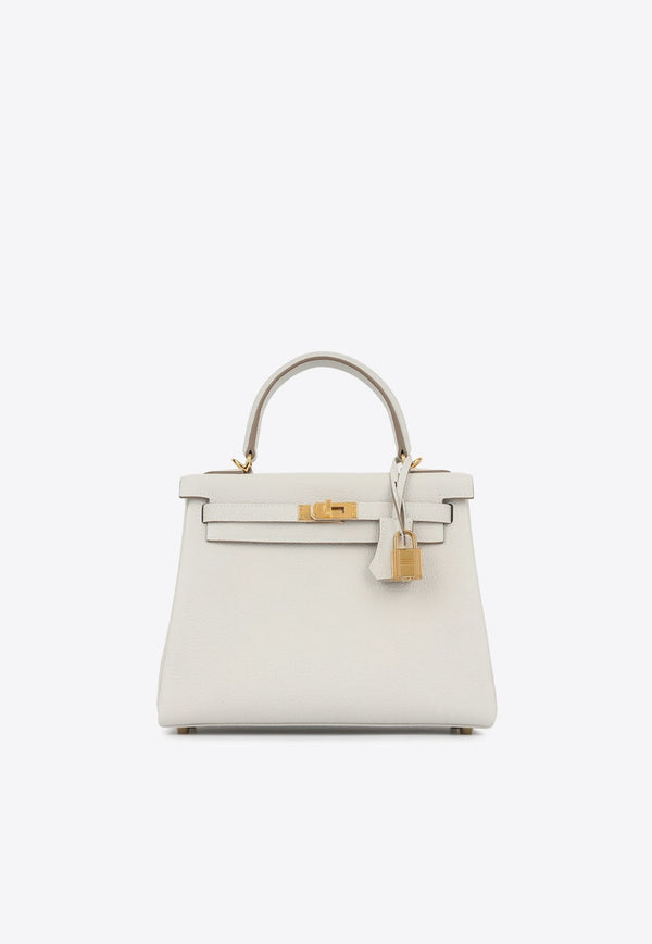 Kelly 25 in Gris Pale Togo Leather with Gold Hardware