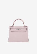 Kelly 28 in Mauve Pale Clemence Leather with Palladium Hardware