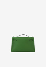 Kelly Pochette Clutch Bag in Vert Yucca Swift with Gold Hardware