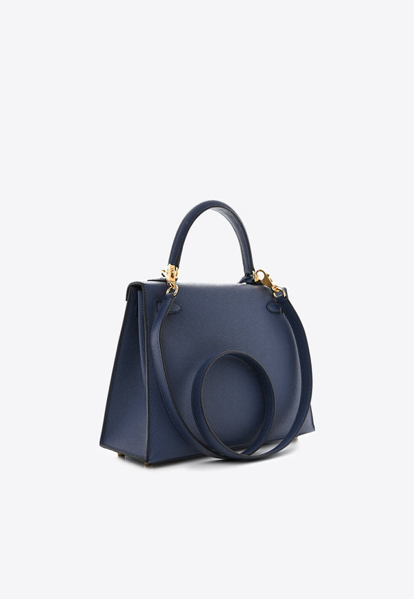 Kelly 25 Sellier in Bleu Navy Epsom Leather with Gold Hardware