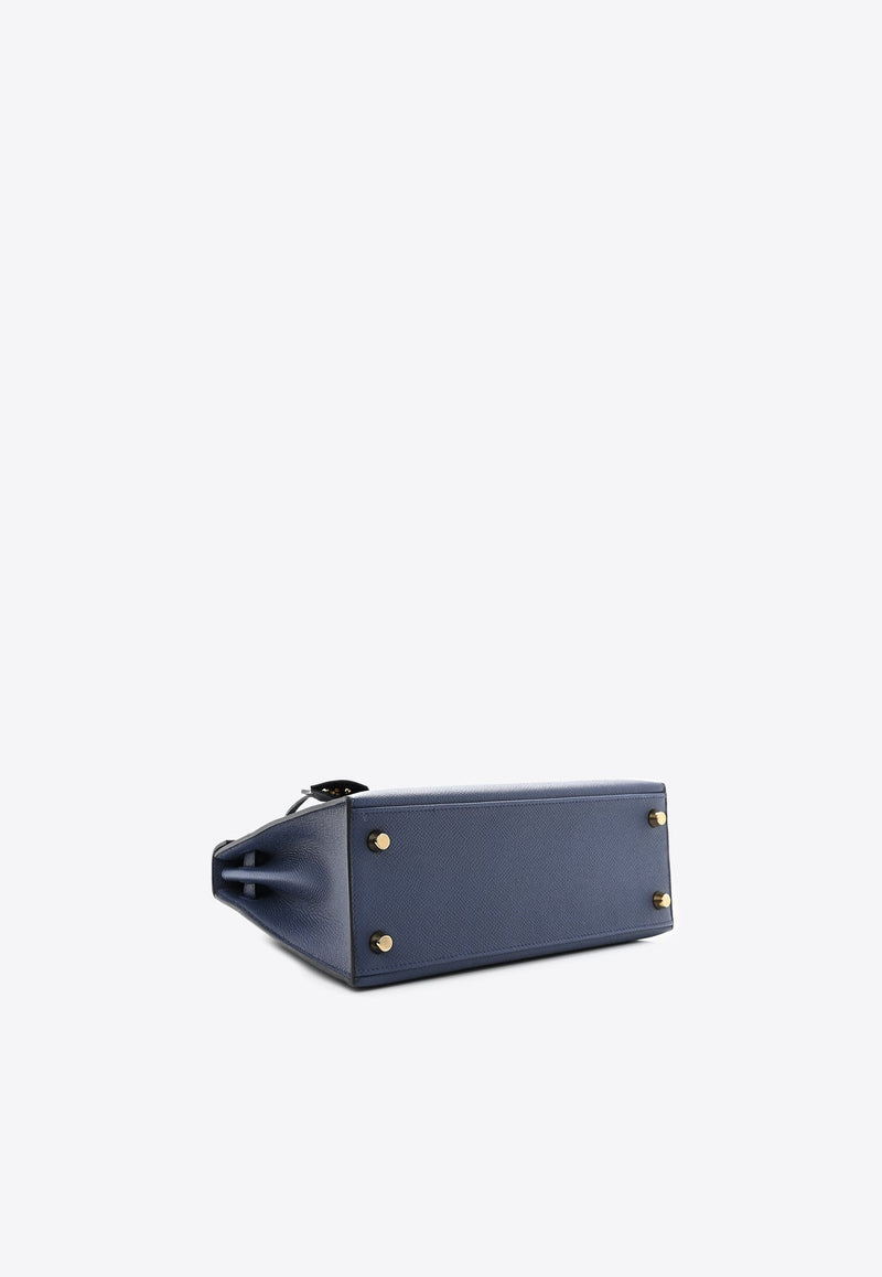 Kelly 25 Sellier in Bleu Navy Epsom Leather with Gold Hardware