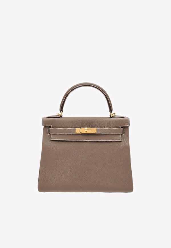 Kelly 28 Top Handle Bag in Etoupe Togo with Gold Hardware