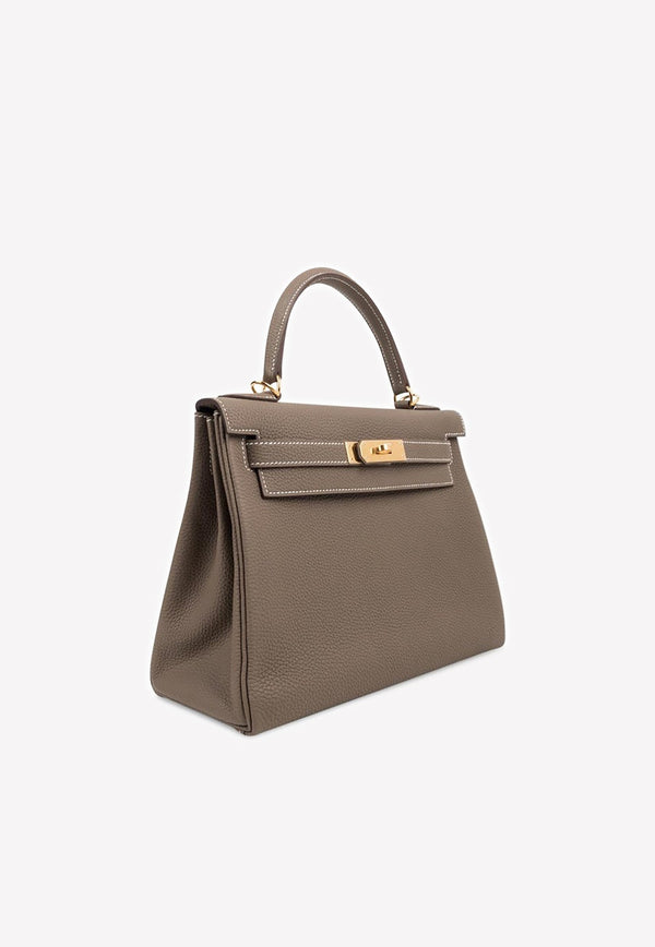 Kelly 28 Top Handle Bag in Etoupe Togo with Gold Hardware