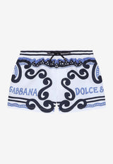 Boys Marina-Printed Swim Trunks