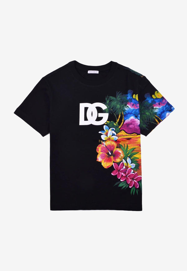 Boys Hawaiian Print T-shirt with DG Logo