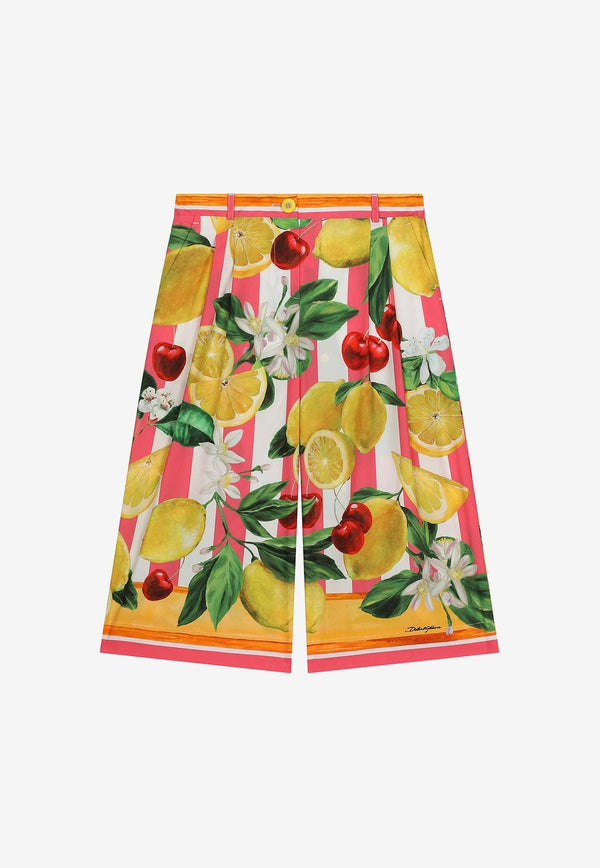 Girls Lemon and Cherry Print Pants