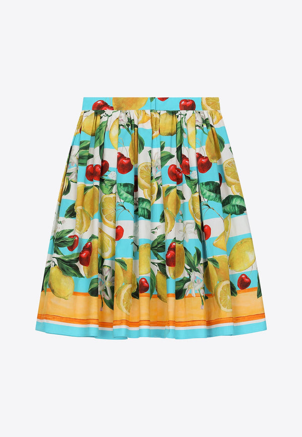 Girls Lemon and Cherry Print Skirt