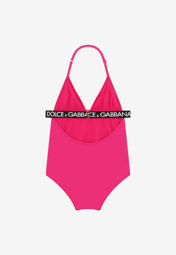 Girls Logo Print One-Piece Swimsuit