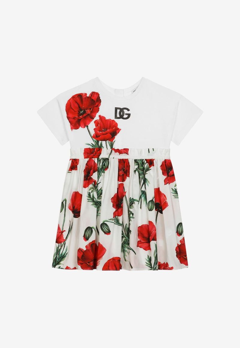 Girls DG Logo Floral Dress