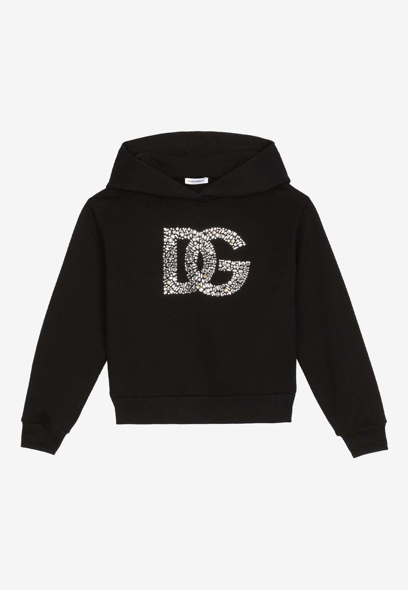 Girls Rhinestone-Embellished Hooded Sweatshirt